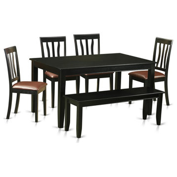 East West Furniture Dudley 6-piece Traditional Wood Dinette Set in Black