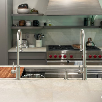 Dual Tiered Textured Stainless Steel Workstation Sink by Rachiele
