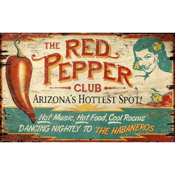 Red Peppers Vintage Wooden Sign, 15"x26"