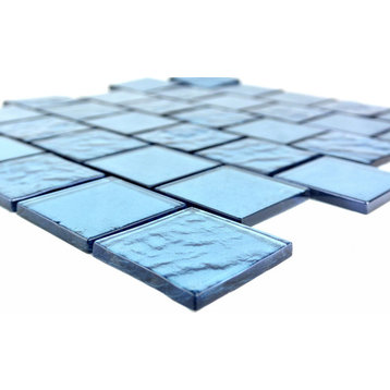 Landscape Swimming Pool 2x2 in Textured Glass Square Mosaic in Danube Blue, 1 Sheet