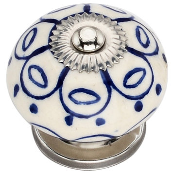 Ceramic Round, 1-4/7'' Decorative Hardware Blue Drawer Cabinet Knobs 10-pcs