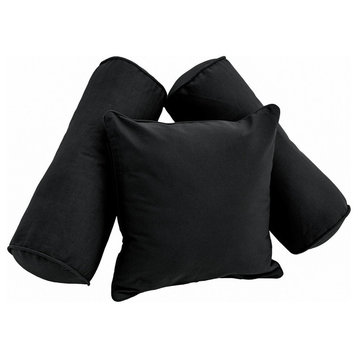 Solid Twill Throw Pillows With Inserts, 3-Piece Set, Black