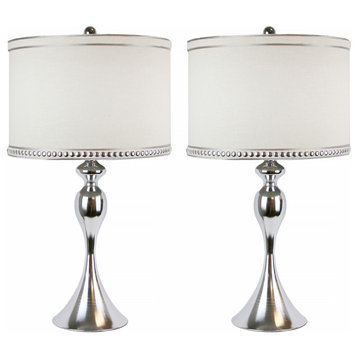 26.75" Modern Hourglass Chrome Table Lamp Set of 2