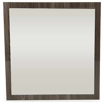 HomeRoots 41" Grey MDF Glass and Veneer Mirror