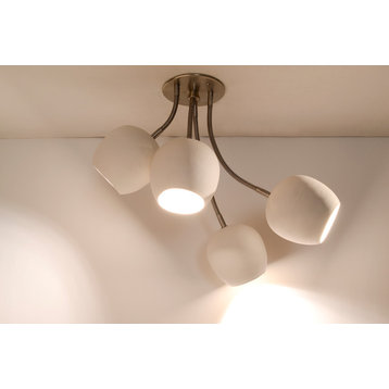LED Bouquet: Ceiling Light with Four Ceramic Shades, White