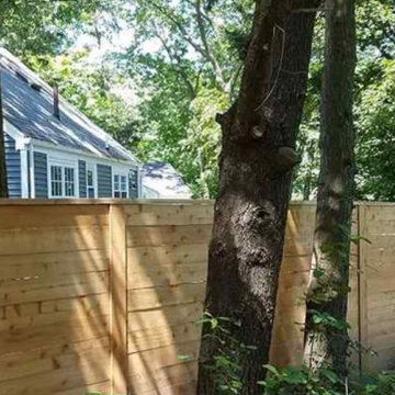 Horizontal Natural Wood Privacy Fence