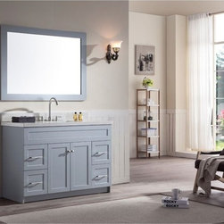 49 inch Transitional Single Sink Bathroom Vanity Grey Finish, Quartz Countertop - Bathroom Vanities And Sink Consoles