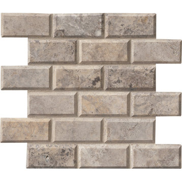 MSI SMOT-TRA-2x4HB 2" x 4" Brick Joint Mosaic Tile - Honed - Silver