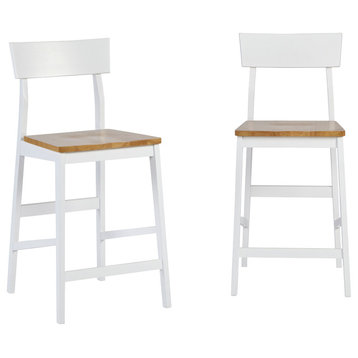 Progressive Furniture Christy Set of 2 Wood Counter Chairs in Oak and White