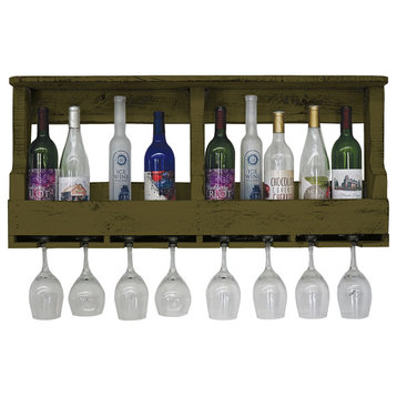 Farmhouse 10-Bottle Wine Shelf, Olive Green
