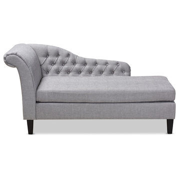 Terra Modern and Contemporary Gray Fabric Upholstered Black Chaise Lounge