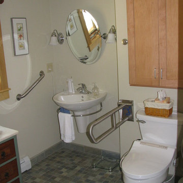 Angled mirror and lighting for the seated position
