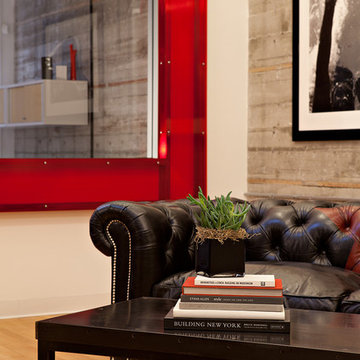 Modern Loft Living Room with Exposed Concrete Walls
