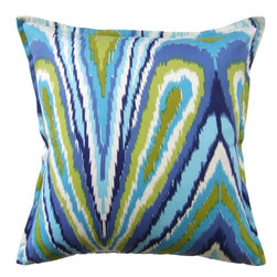 Peacock Print Aqua Poolside Pillow - Decorative Pillows