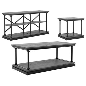 Furniture of America Drewden Wood 3-Piece Coffee Table Set in Antique Gray