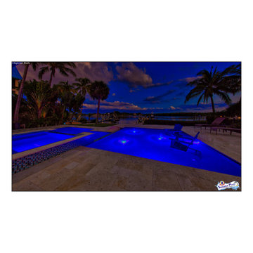 Bennett Nokomis, FL Custom Court Yard Swimming Pool & Spa With Raise Beach Area.