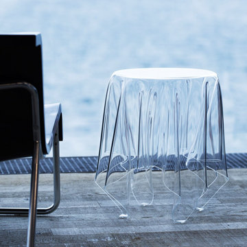 Modern Glass and Lucite Side End Tables