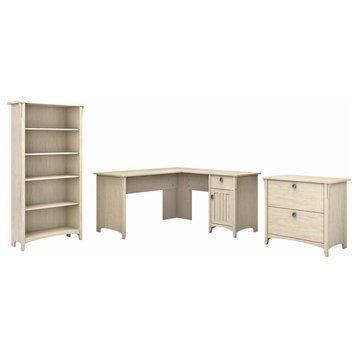 Bush Furniture Salinas 60W L Shaped Desk With Lateral File Cabinet and 5...