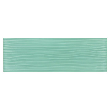 4"x12" Crystile Wave Subway Tile, Soft Mint, Set of 10