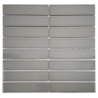Gio Gray Glossy 1.25" X 6" Stacked Linear Porcelain Mosaic Tile, 1