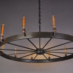 Horseless Carriage Wheel, 48", offset spokes - Chandeliers