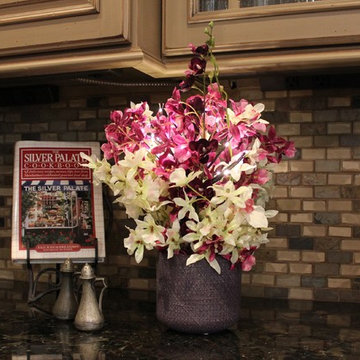 Dancing Orchids - Purple/White Orchid in Purple Ceramic Vase