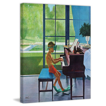 "Poolside Piano Practice" Print on Canvas by George Hughes