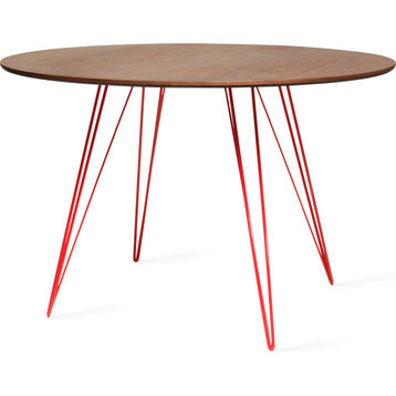 Williams Round Dining Table - Red, Large, Walnut