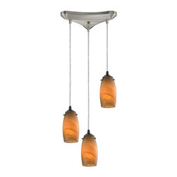 Elk Lighting - Favelita 3-Light Melon Pendant, Satin Nickel - Pendant Lighting