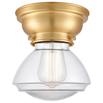 Aditi Olean 1 Light Flush Mount, Satin Gold, Clear Glass