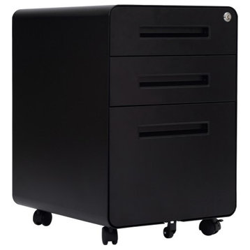 3 drawer mobile pedestal,Black