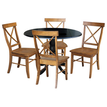 42 in. Dual Drop Leaf Table with 4 Cross Back Dining Chairs