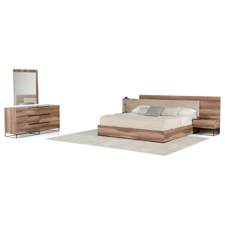 Nova Domus Matteo Italian Modern Walnut 5-Piece Bedroom Set, Eastern King
