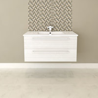 Silhouette 2-Drawer Wall-Mounted Vanity, White Chocolate, 36"