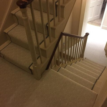Grey Herringbone Carpet Installation to Stairs and Areas