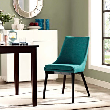Viscount Upholstered Fabric Dining Side Chair, Teal