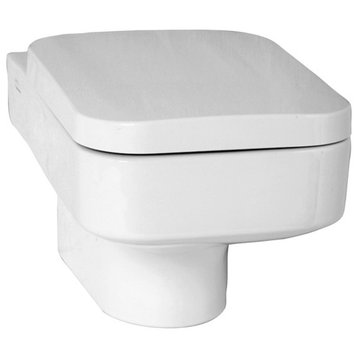 Upscale Square White Ceramic Wall-Mounted Toilet With Seat