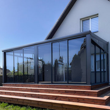 Véranda Moderne en Aluminium Anthracite 4 Saisons