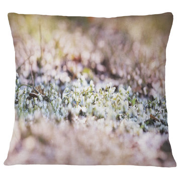 Little White and Pink Flowers Flower Throw Pillow, 16"x16"