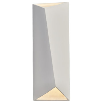 Ambiance Large LED Ceramic Diagonal Rectangle Wall Scone, Bisque