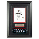 Heritage Sports Art - Original Art of the MLB 1994 Houston Astros Uniform - This beautifully framed piece features an original piece of watercolor artwork glass-framed in an attractive two inch wide black resin frame with a double mat. The outer dimensions of the framed piece are approximately 17" wide x 24.5" high, although the exact size will vary according to the size of the original piece of art. At the core of the framed piece is the actual piece of original artwork as painted by the artist on textured 100% rag, water-marked watercolor paper. In many cases the original artwork has handwritten notes in pencil from the artist. Simply put, this is beautiful, one-of-a-kind artwork. The outer mat is a rich textured black acid-free mat with a decorative inset white v-groove, while the inner mat is a complimentary colored acid-free mat reflecting one of the team's primary colors. The image of this framed piece shows the mat color that we use (Red). Beneath the artwork is a silver plate with black text describing the original artwork. The text for this piece will read: This original, one-of-a-kind watercolor painting of the 1994 Houston Astros uniform is the original artwork that was used in the creation of this Houston Astros uniform evolution print and tens of thousands of other Houston Astros products that have been sold across North America. This original piece of art was painted by artist Nola McConnan for Maple Leaf Productions Ltd. Beneath the silver plate is a 3" x 9" reproduction of a well known, best-selling print that celebrates the history of the team. The print beautifully illustrates the chronological evolution of the team's uniform and shows you how the original art was used in the creation of this print. If you look closely, you will see that the print features the actual artwork being offered for sale. The piece is framed with an extremely high quality framing glass. We have used this glass style for many years with excellent results. We package every piece very carefully in a double layer of bubble wrap and a rigid double-wall cardboard package to avoid breakage at any point during the shipping process, but if damage does occur, we will gladly repair, replace or refund. Please note that all of our products come with a 90 day 100% satisfaction guarantee. Each framed piece also comes with a two page letter signed by Scott Sillcox describing the history behind the art. If there was an extra-special story about your piece of art, that story will be included in the letter. When you receive your framed piece, you should find the letter lightly attached to the front of the framed piece. If you have any questions, at any time, about the actual artwork or about any of the artist's handwritten notes on the artwork, I would love to tell you about them. After placing your order, please click the "Contact Seller" button to message me and I will tell you everything I can about your original piece of art. The artists and I spent well over ten years of our lives creating these pieces of original artwork, and in many cases there are stories I can tell you about your actual piece of artwork that might add an extra element of interest in your one-of-a-kind purchase.