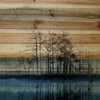 "Tree Isle Reflects" Painting Print on Natural Pine Wood, 36"x24"