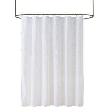 Madison Park Anna Striped Sheer Shower Curtain, White
