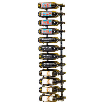W Series Wine Rack 4 Wall Mounted Metal Bottle Storage, Chrome Luxe, 24 Bottles (Double Deep)