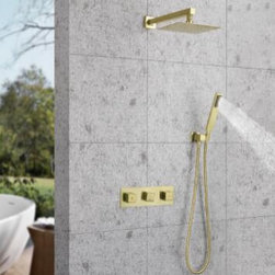 Brass Nickel Brushed Golden Concealed Installation Independent Switch Rainfall S - Tub And Shower Faucet Sets