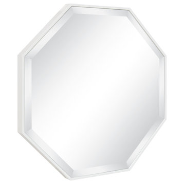 Rhodes Framed Octagon Wall Mirror, White 24.75x24.75
