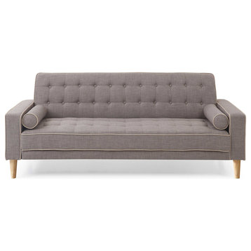 Andrews 85 in. W Flared Arm Polyester Straight Sofa, Gray