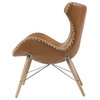 Ceylon Accent Chair, Antique Caramel With Wooden Legs