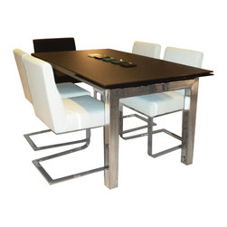Orione Chrome Extension Dining Table | Cappuccino - Dining Tables