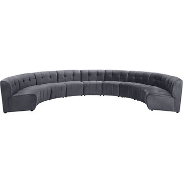 Maklaine 9-Piece Modular Contemporary Velvet Sectional Sofa in Gray